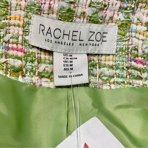NWT $198 RACHEL ZOE Tweed Fringe Metallic Double Breasted Tweed Blazer Size Med